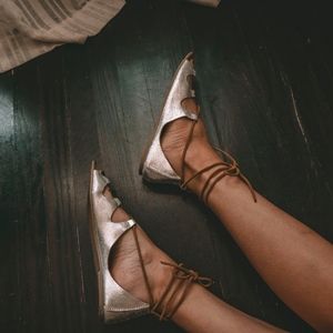 Free People silver metallic gladiator sandals